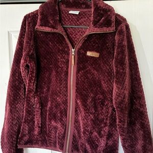Columbia Women's Burgundy zip up Teddy Jacket